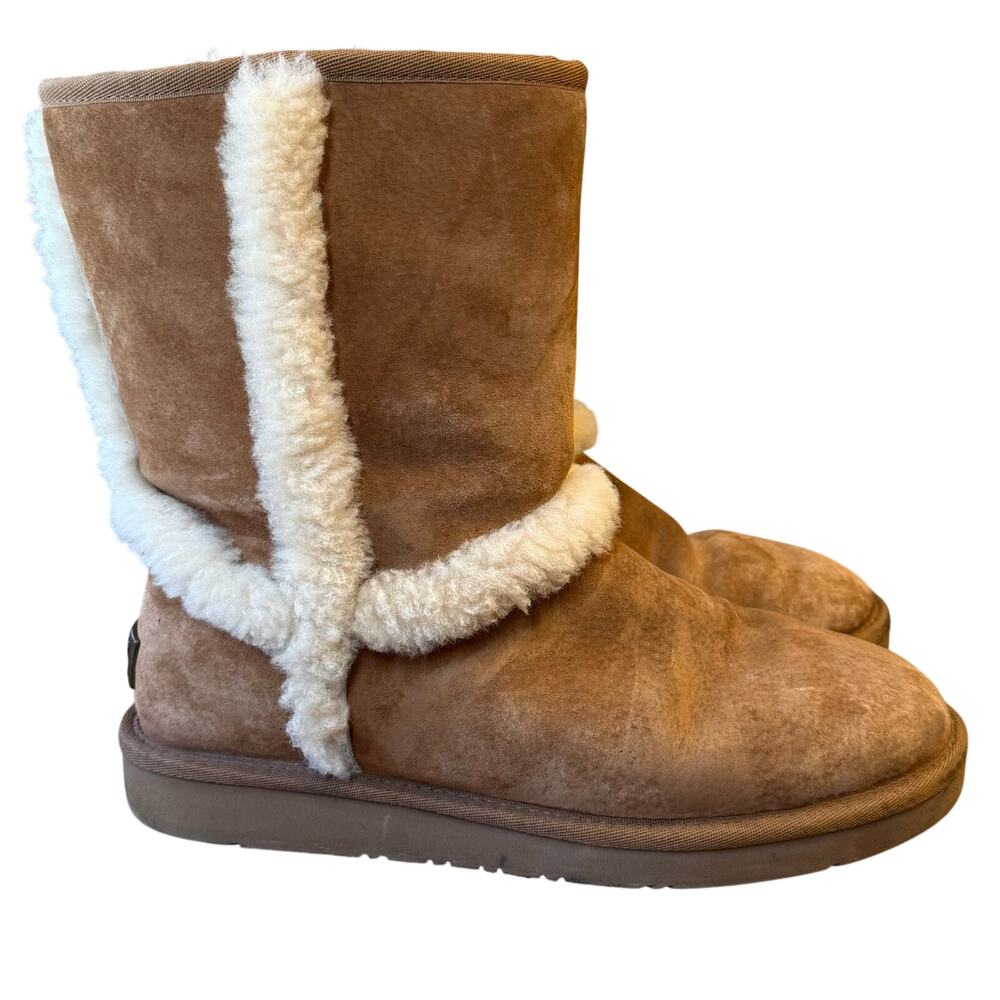 UGG Australia Carter Boot Mid Shearling Chestnut Brown Women’s Sz 10 NO INSOLES